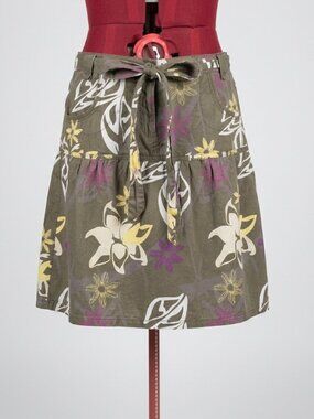 MOSAIC Collection - Olive green with Floral Print Skirt – Size Large